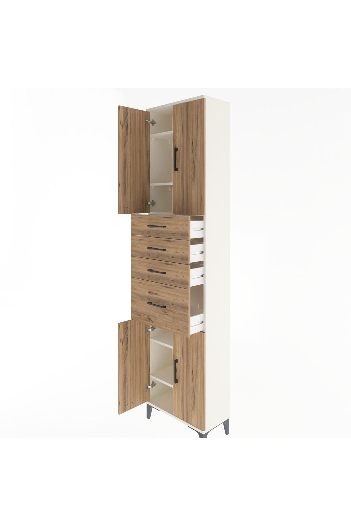 Arges Dolap 5 Raflı 4 Çekmeceli 4 Kapaklı 60x30x243 Aytaşı-Çam