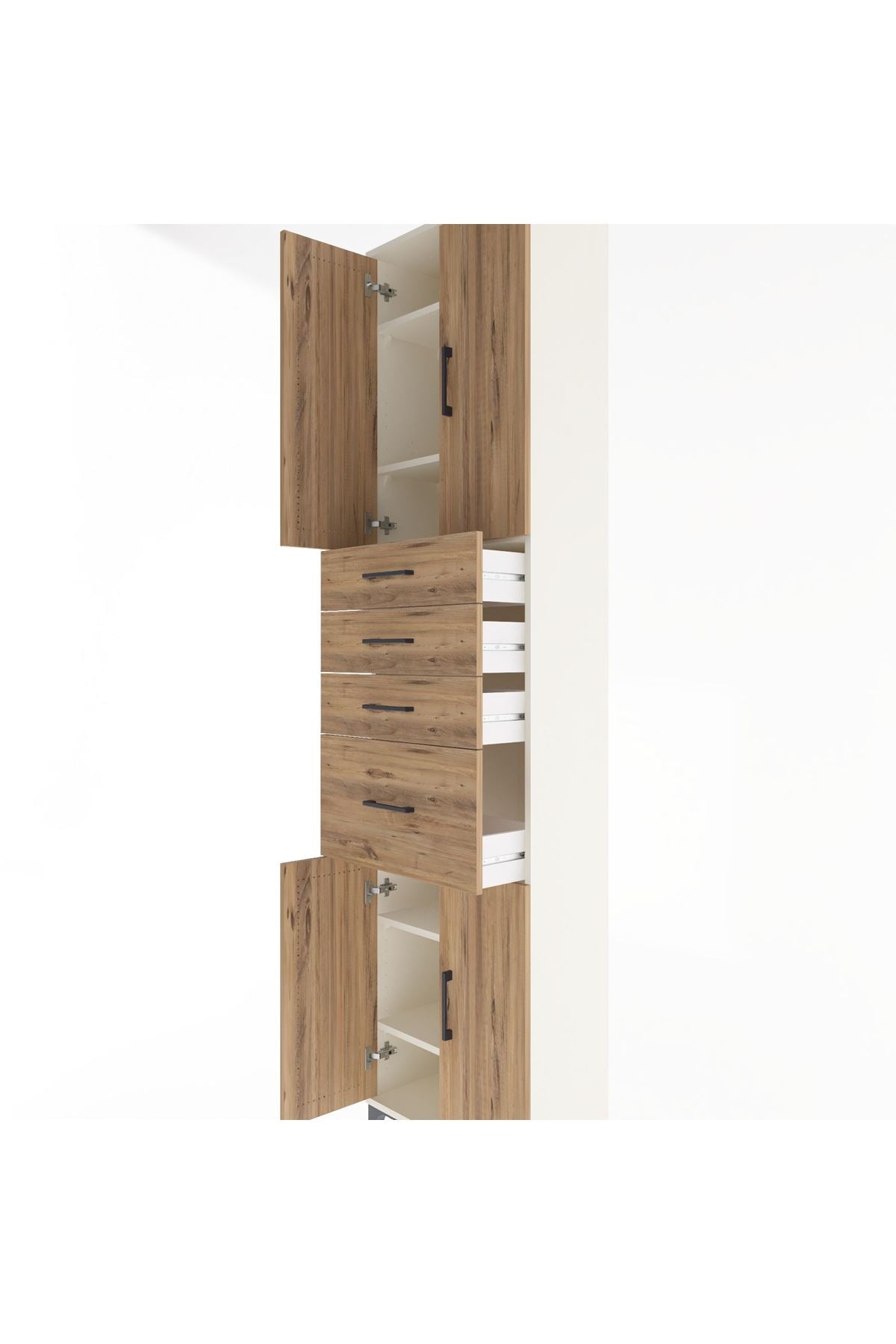 Arges Dolap 5 Raflı 4 Çekmeceli 4 Kapaklı 60x30x243 Aytaşı-Çam