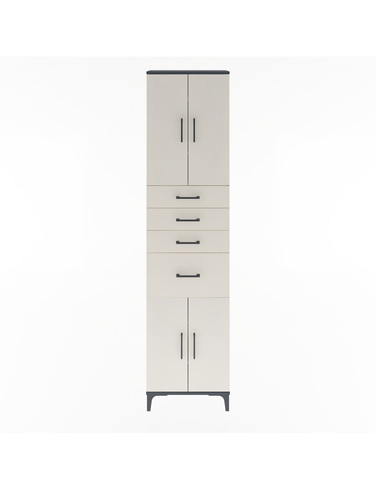 Arges Dolap 5 Raflı 4 Çekmeceli 4 Kapaklı 60x30x243 Antrasit-Aytaşı