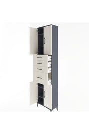 Arges Dolap 5 Raflı 4 Çekmeceli 4 Kapaklı 60x30x243 Antrasit-Aytaşı