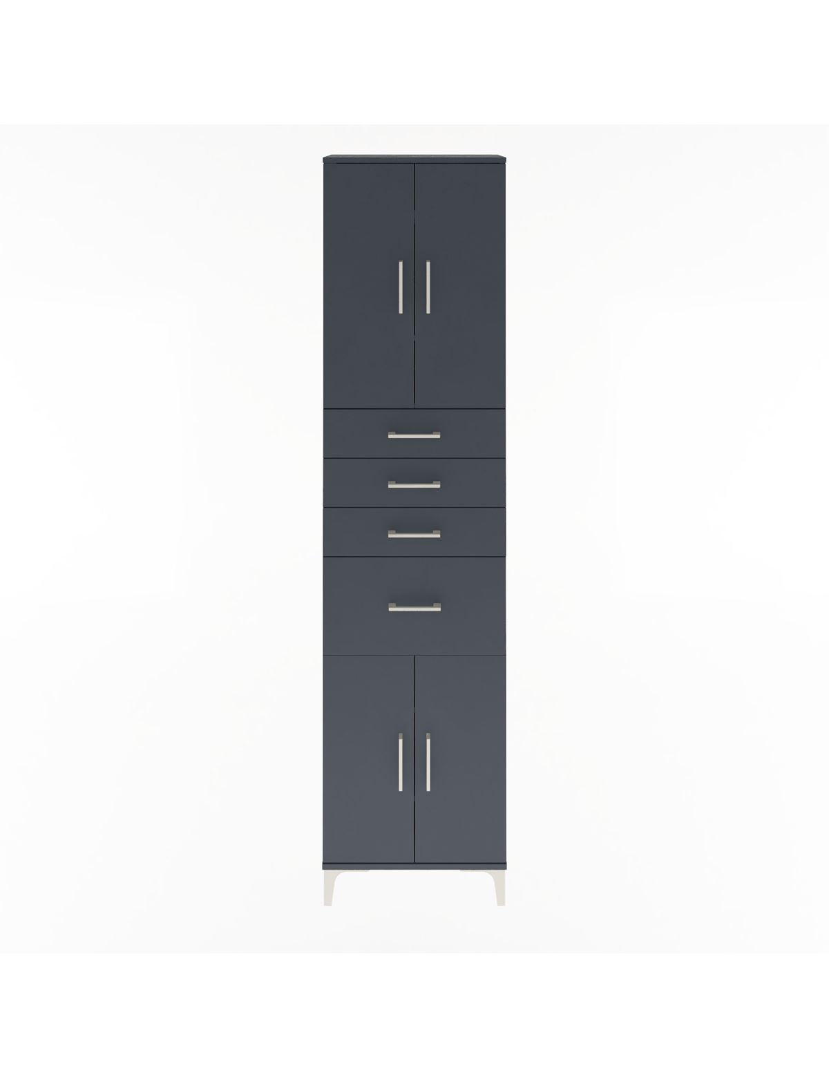 Arges Dolap 5 Raflı 4 Çekmeceli 4 Kapaklı 60x30x243 Antrasit-Antrasit
