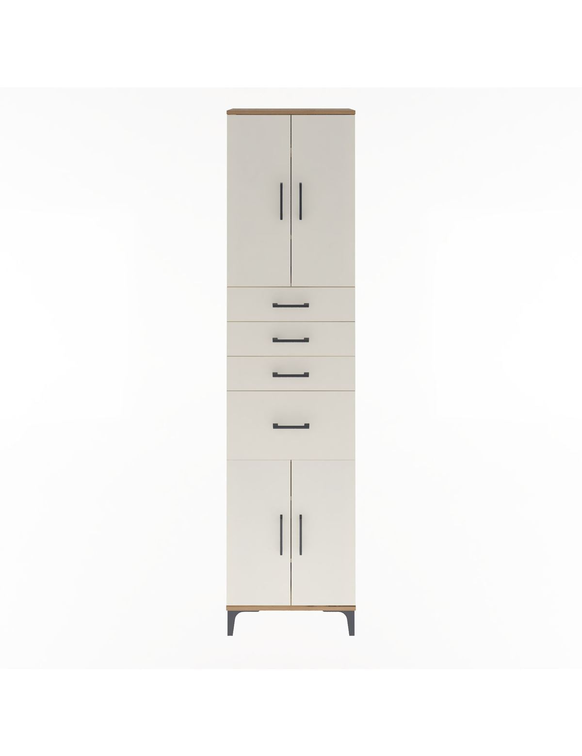 Arges Dolap 5 Raflı 4 Çekmeceli 4 Kapaklı 60x30x243 Çam-Aytaşı