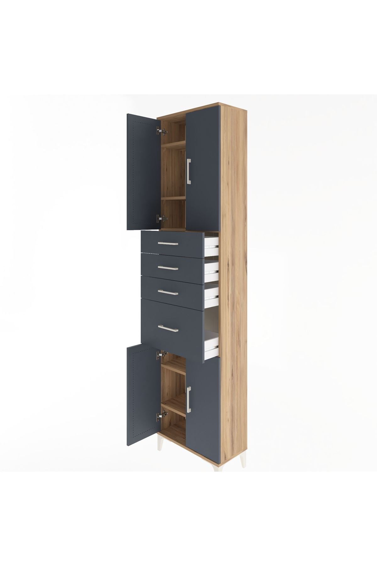 Arges Dolap 5 Raflı 4 Çekmeceli 4 Kapaklı 60x30x243 - S32M026V8A