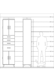 Arges Dolap 5 Raflı 4 Çekmeceli 4 Kapaklı 60x30x243 Çam-Antrasit