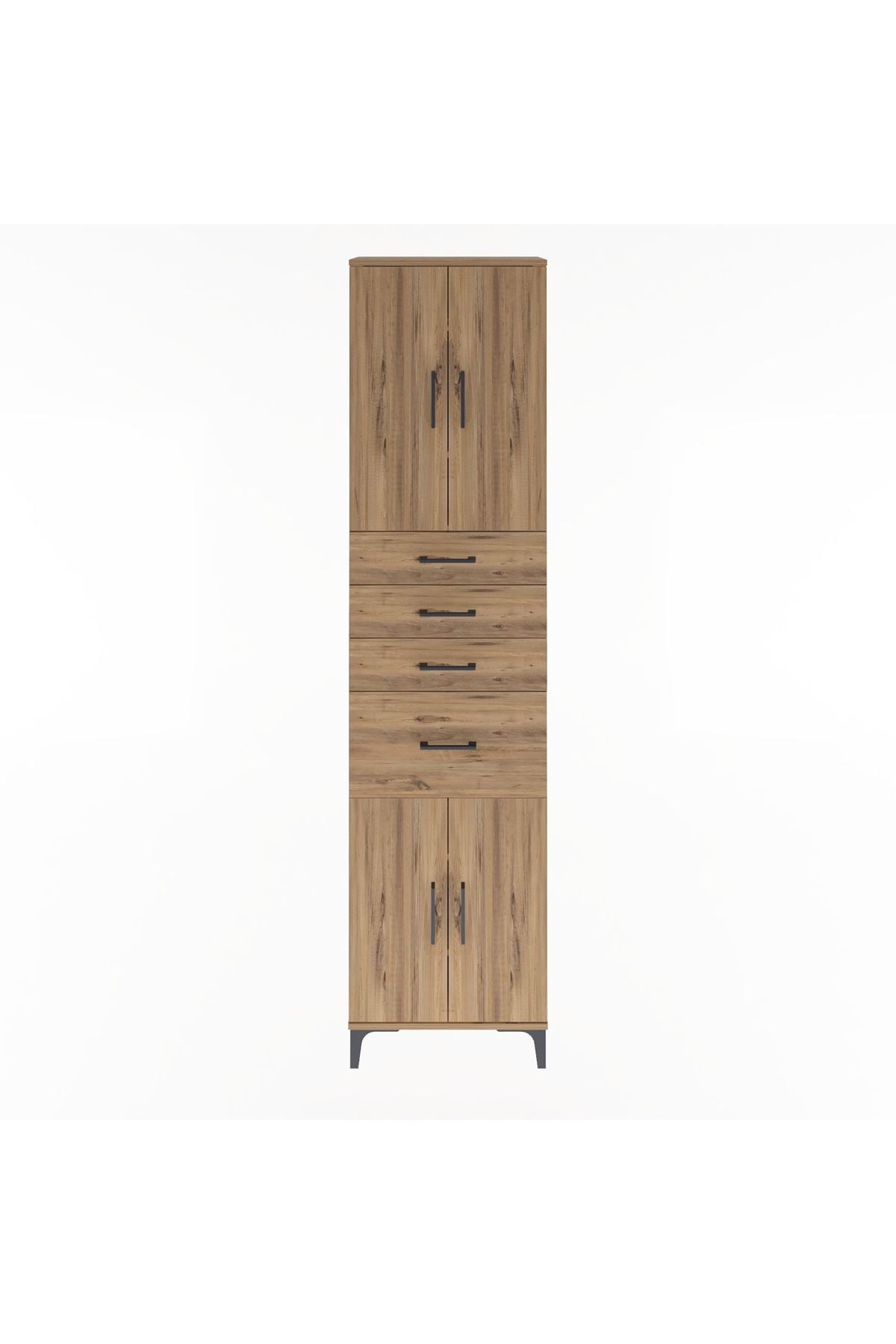 Arges Dolap 5 Raflı 4 Çekmeceli 4 Kapaklı 60x30x243 Çam-Çam