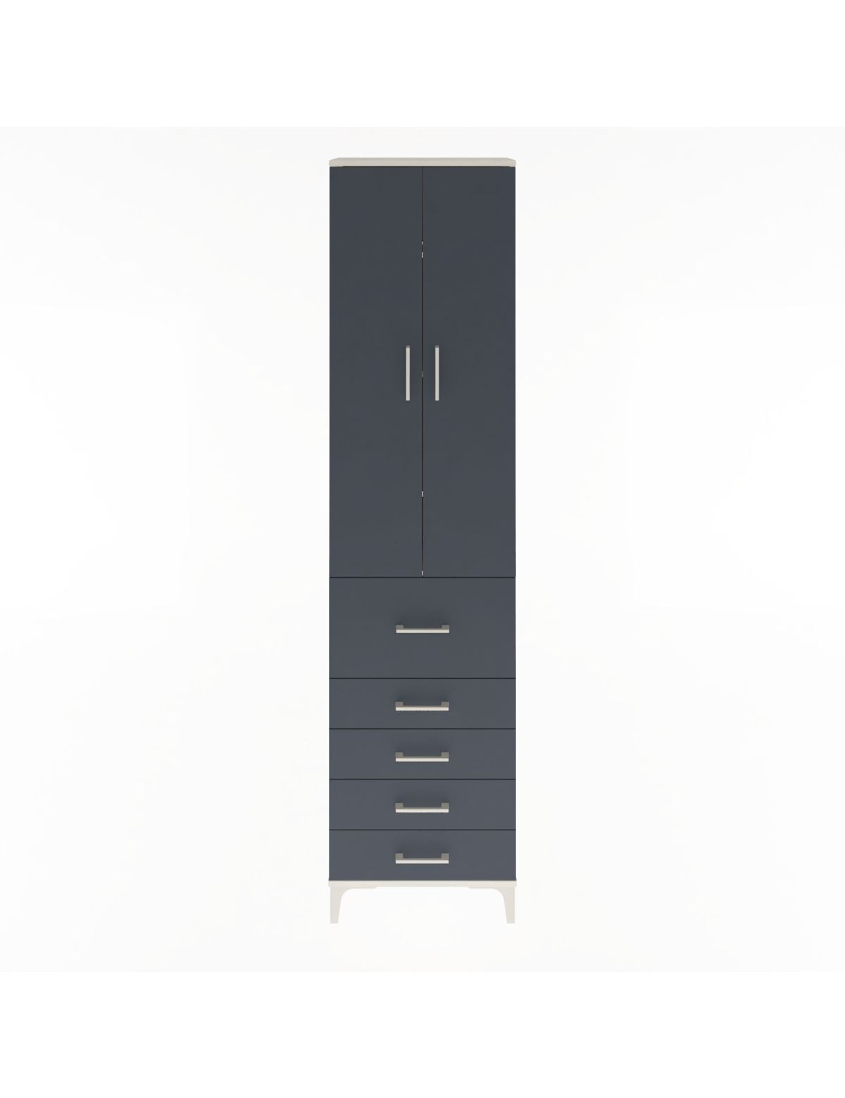 Arges Dolap 4 Raflı 5 Çekmeceli 2 Kapaklı 60x30x243 Aytaşı-Antrasit