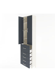 Arges Dolap 4 Raflı 5 Çekmeceli 2 Kapaklı 60x30x243 Aytaşı-Antrasit