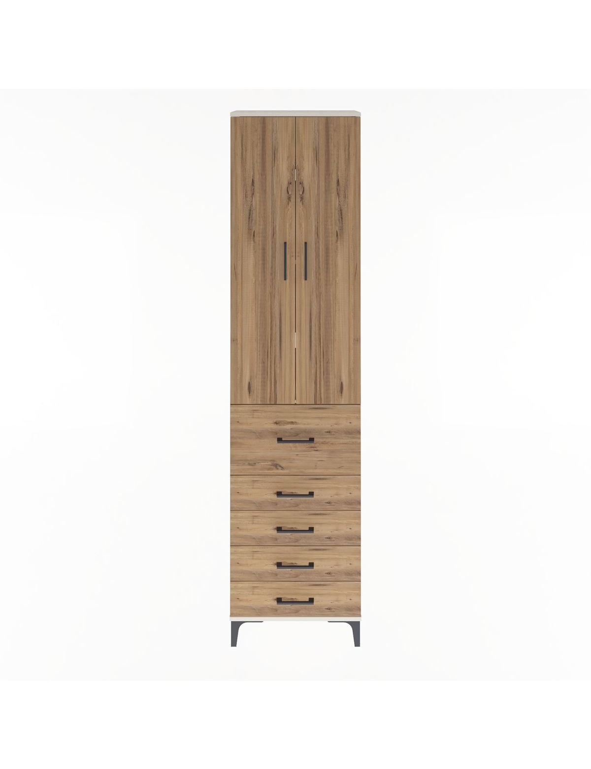 Arges Dolap 4 Raflı 5 Çekmeceli 2 Kapaklı 60x30x243 Aytaşı-Çam