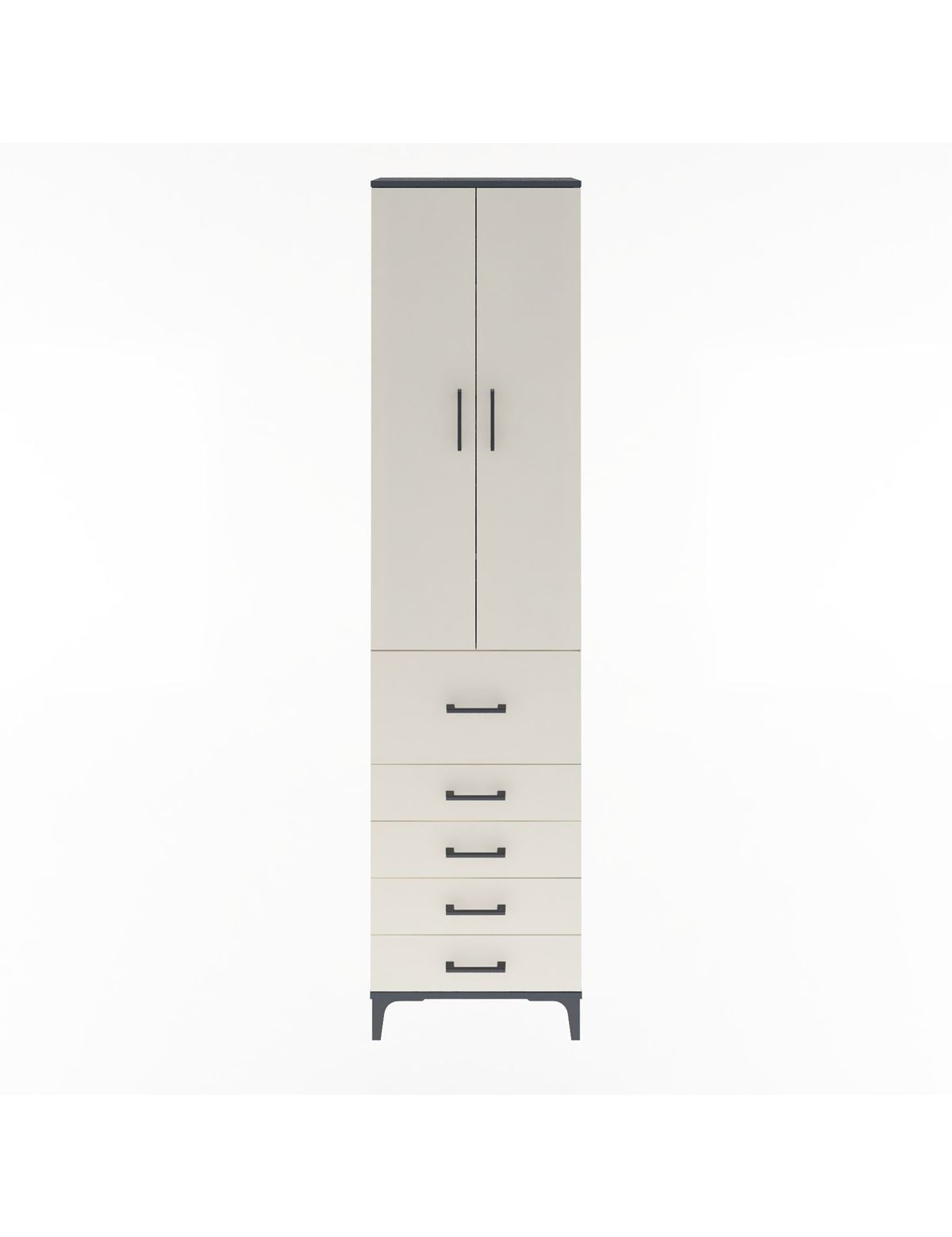 Arges Dolap 4 Raflı 5 Çekmeceli 2 Kapaklı 60x30x243 Antrasit-Aytaşı