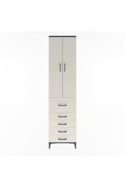 Arges Dolap 4 Raflı 5 Çekmeceli 2 Kapaklı 60x30x243 Antrasit-Aytaşı