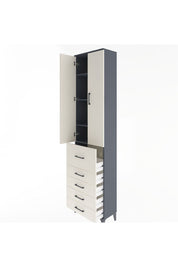 Arges Dolap 4 Raflı 5 Çekmeceli 2 Kapaklı 60x30x243 Antrasit-Aytaşı