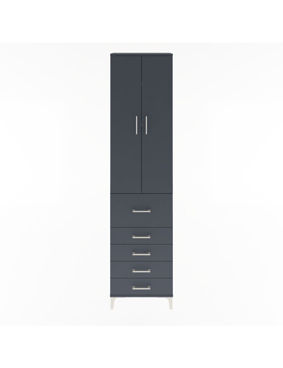 Arges Dolap 4 Raflı 5 Çekmeceli 2 Kapaklı 60x30x243 Antrasit-Antrasit
