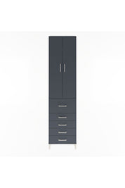 Arges Dolap 4 Raflı 5 Çekmeceli 2 Kapaklı 60x30x243 Antrasit-Antrasit