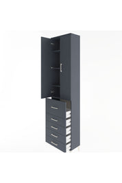 Arges Dolap 4 Raflı 5 Çekmeceli 2 Kapaklı 60x30x243 Antrasit-Antrasit