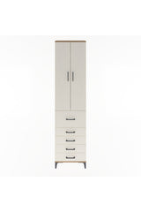 Arges Dolap 4 Raflı 5 Çekmeceli 2 Kapaklı 60x30x243