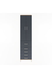 Arges Dolap 4 Raflı 5 Çekmeceli 2 Kapaklı 60x30x243 Çam-Antrasit