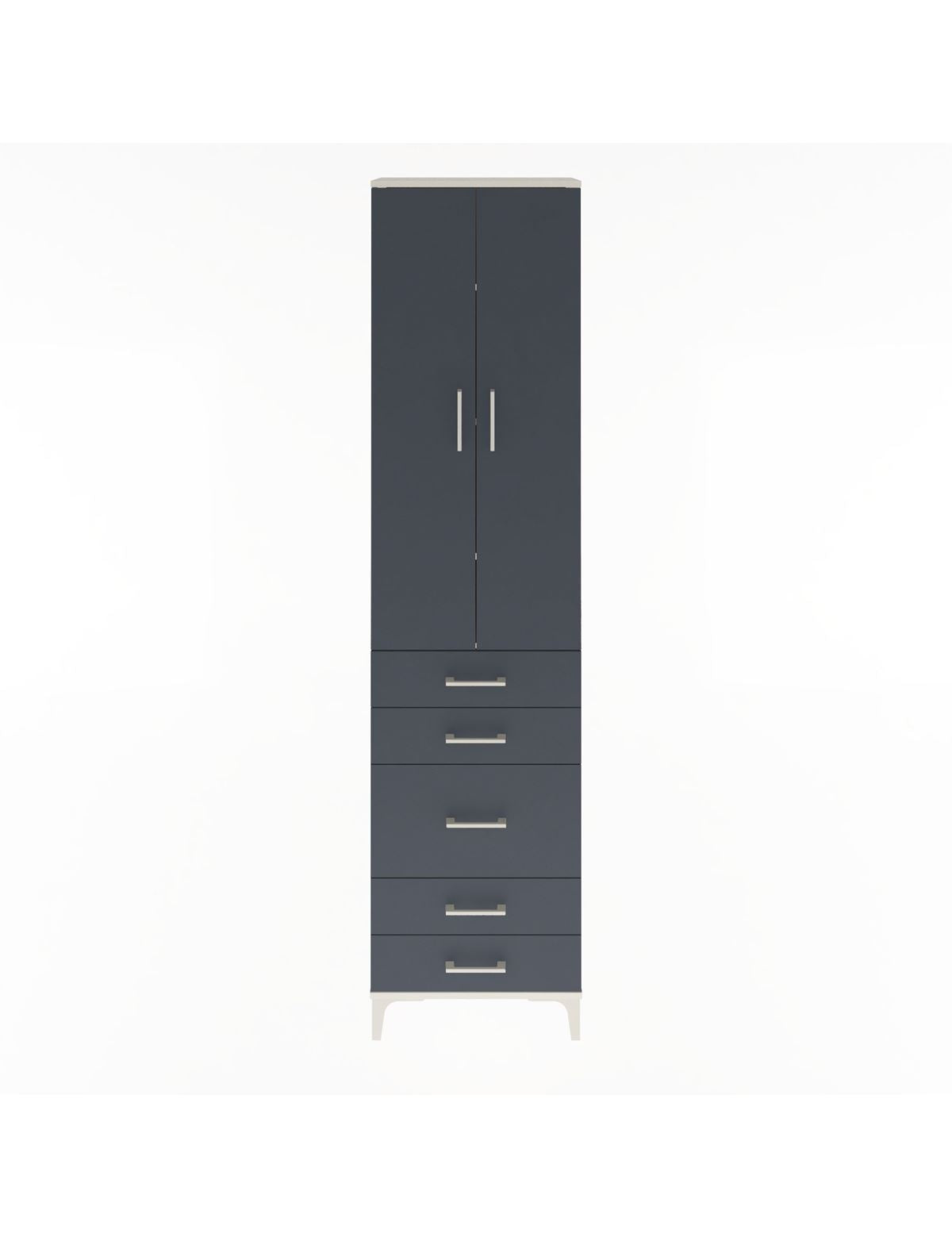 Arges Dolap 4 Raflı 5 Çekmeceli 2 Kapaklı 60x30x243 Aytaşı-Antrasit