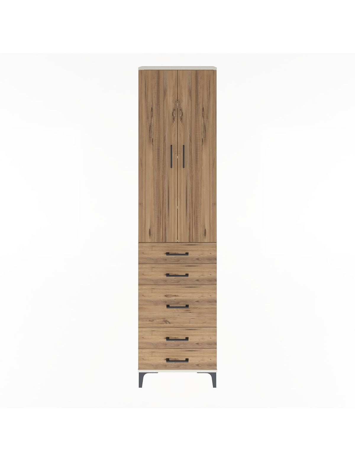 Arges Dolap 4 Raflı 5 Çekmeceli 2 Kapaklı 60x30x243 Aytaşı-Çam