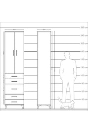 Arges Dolap 4 Raflı 5 Çekmeceli 2 Kapaklı 60x30x243 Aytaşı-Çam