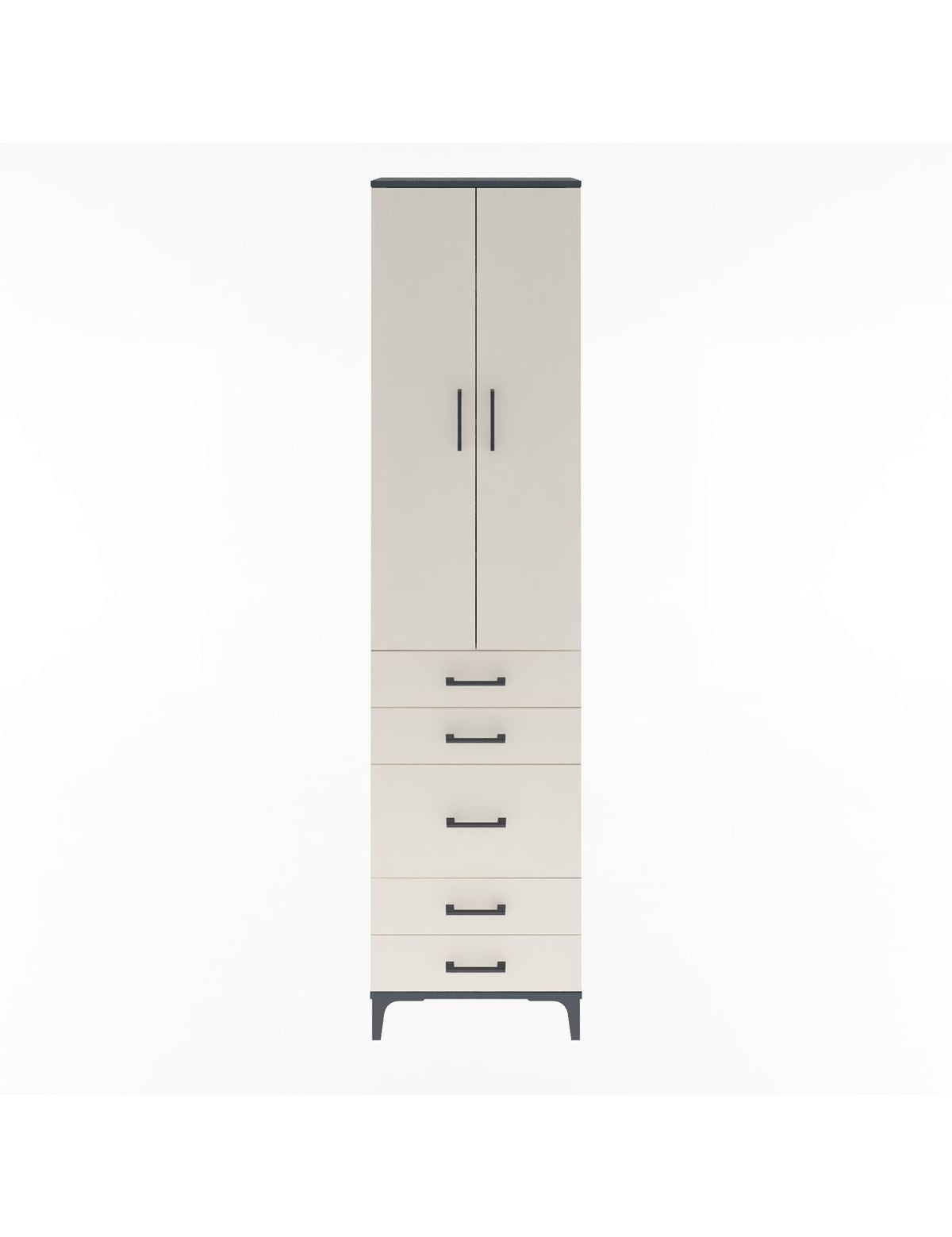 Arges Dolap 4 Raflı 5 Çekmeceli 2 Kapaklı 60x30x243 Antrasit-Aytaşı