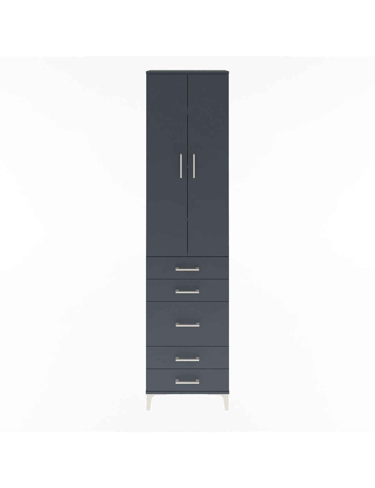 Arges Dolap 4 Raflı 5 Çekmeceli 2 Kapaklı 60x30x243 Antrasit-Antrasit