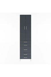 Arges Dolap 4 Raflı 5 Çekmeceli 2 Kapaklı 60x30x243 Antrasit-Antrasit