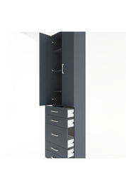 Arges Dolap 4 Raflı 5 Çekmeceli 2 Kapaklı 60x30x243 Antrasit-Antrasit