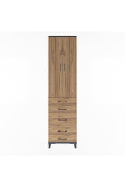 Arges Dolap 4 Raflı 5 Çekmeceli 2 Kapaklı 60x30x243 Antrasit-Çam