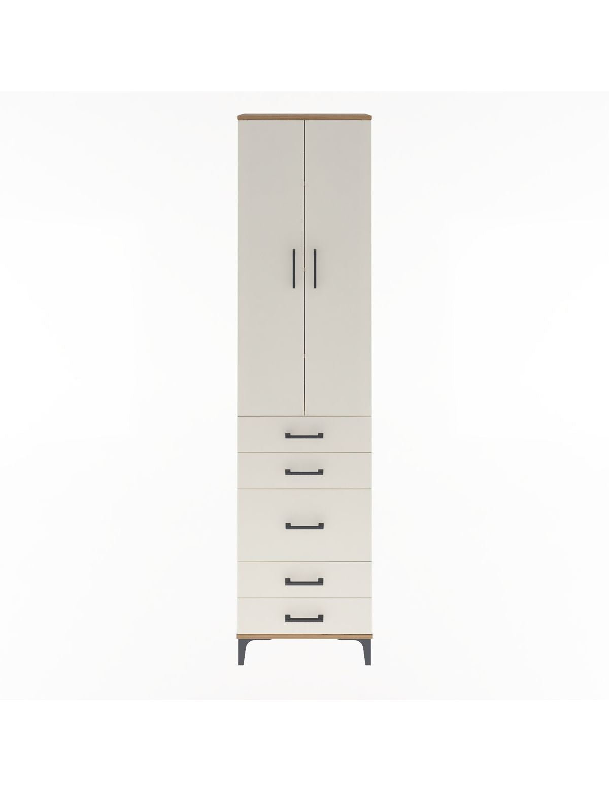 Arges Dolap 4 Raflı 5 Çekmeceli 2 Kapaklı 60x30x243 Çam-Aytaşı