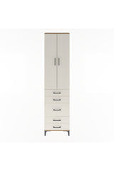 Arges Dolap 4 Raflı 5 Çekmeceli 2 Kapaklı 60x30x243