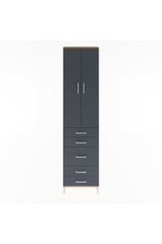 Arges Dolap 4 Raflı 5 Çekmeceli 2 Kapaklı 60x30x243 Çam-Antrasit