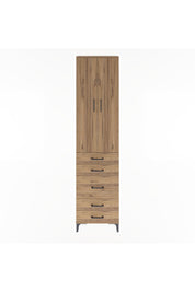 Arges Dolap 4 Raflı 5 Çekmeceli 2 Kapaklı 60x30x243 Çam-Çam