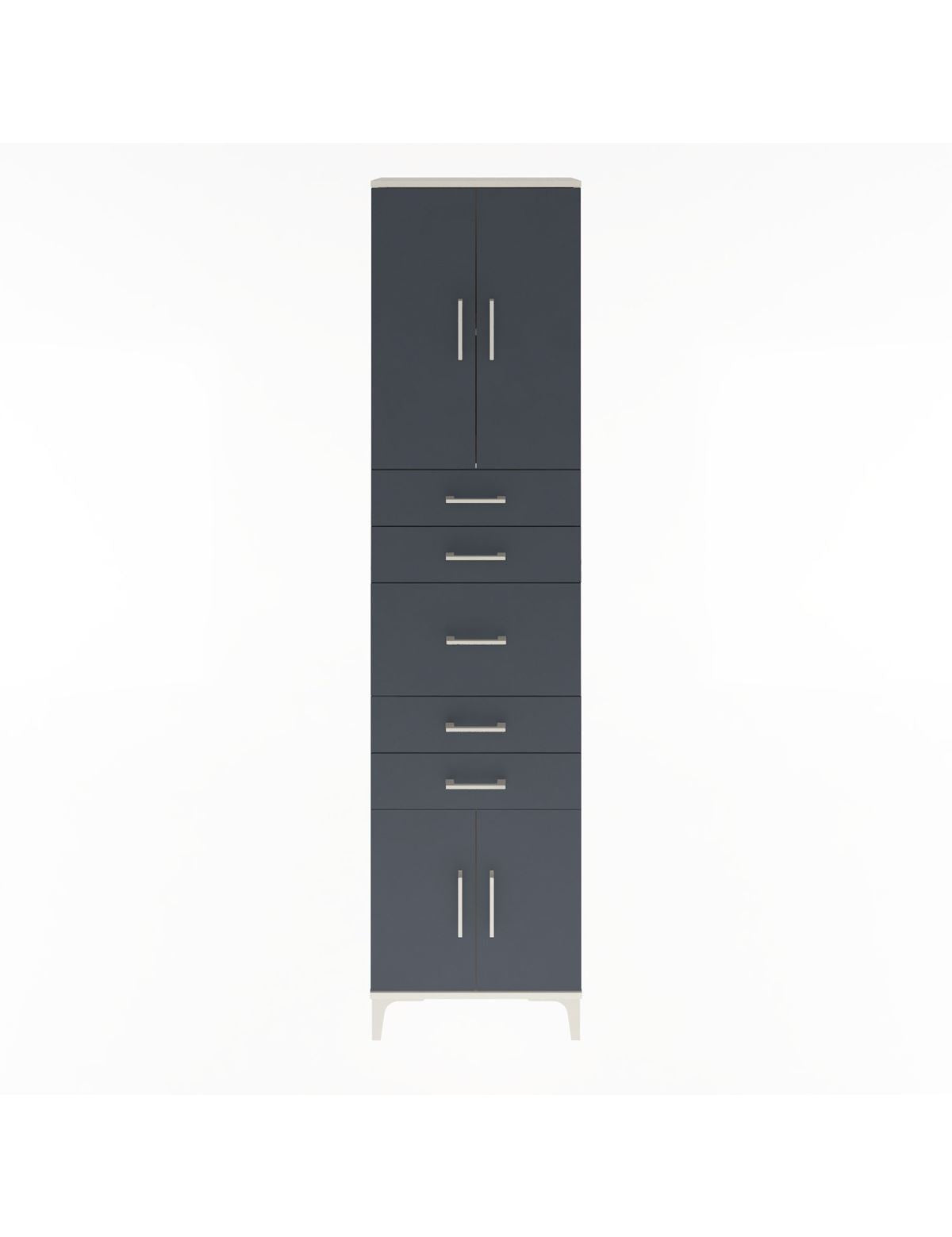 Arges Dolap 2 Raflı 5 Çekmeceli 4 Kapaklı 60x30x243 Aytaşı-Antrasit