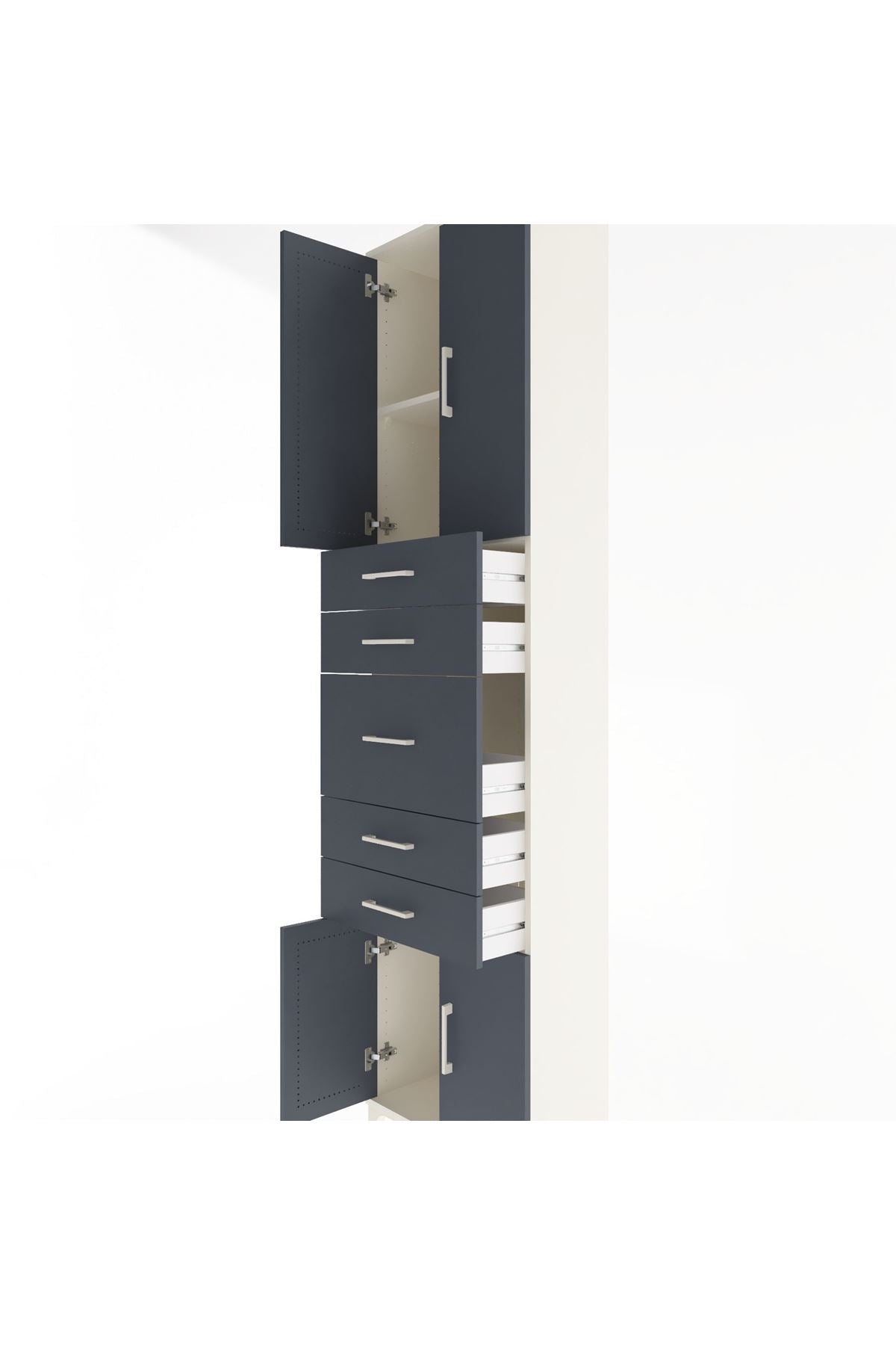 Arges Dolap 2 Raflı 5 Çekmeceli 4 Kapaklı 60x30x243 Aytaşı-Antrasit