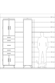 Arges Dolap 2 Raflı 5 Çekmeceli 4 Kapaklı 60x30x243 - S32M029V2A