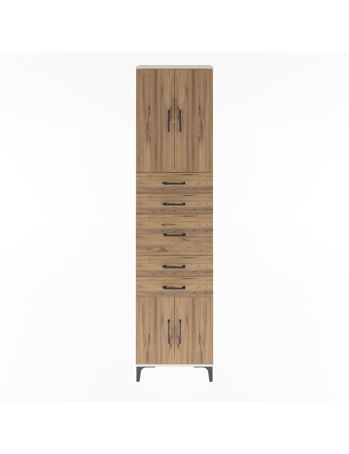 Arges Dolap 2 Raflı 5 Çekmeceli 4 Kapaklı 60x30x243 Aytaşı-Çam