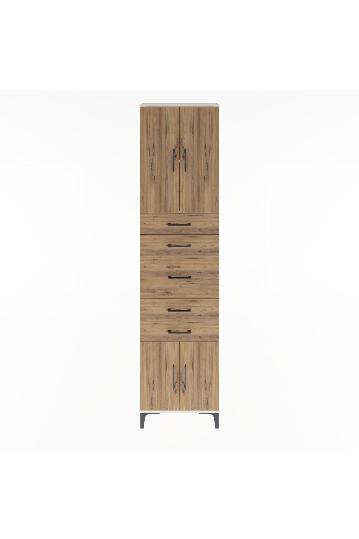 Arges Dolap 2 Raflı 5 Çekmeceli 4 Kapaklı 60x30x243 Aytaşı-Çam