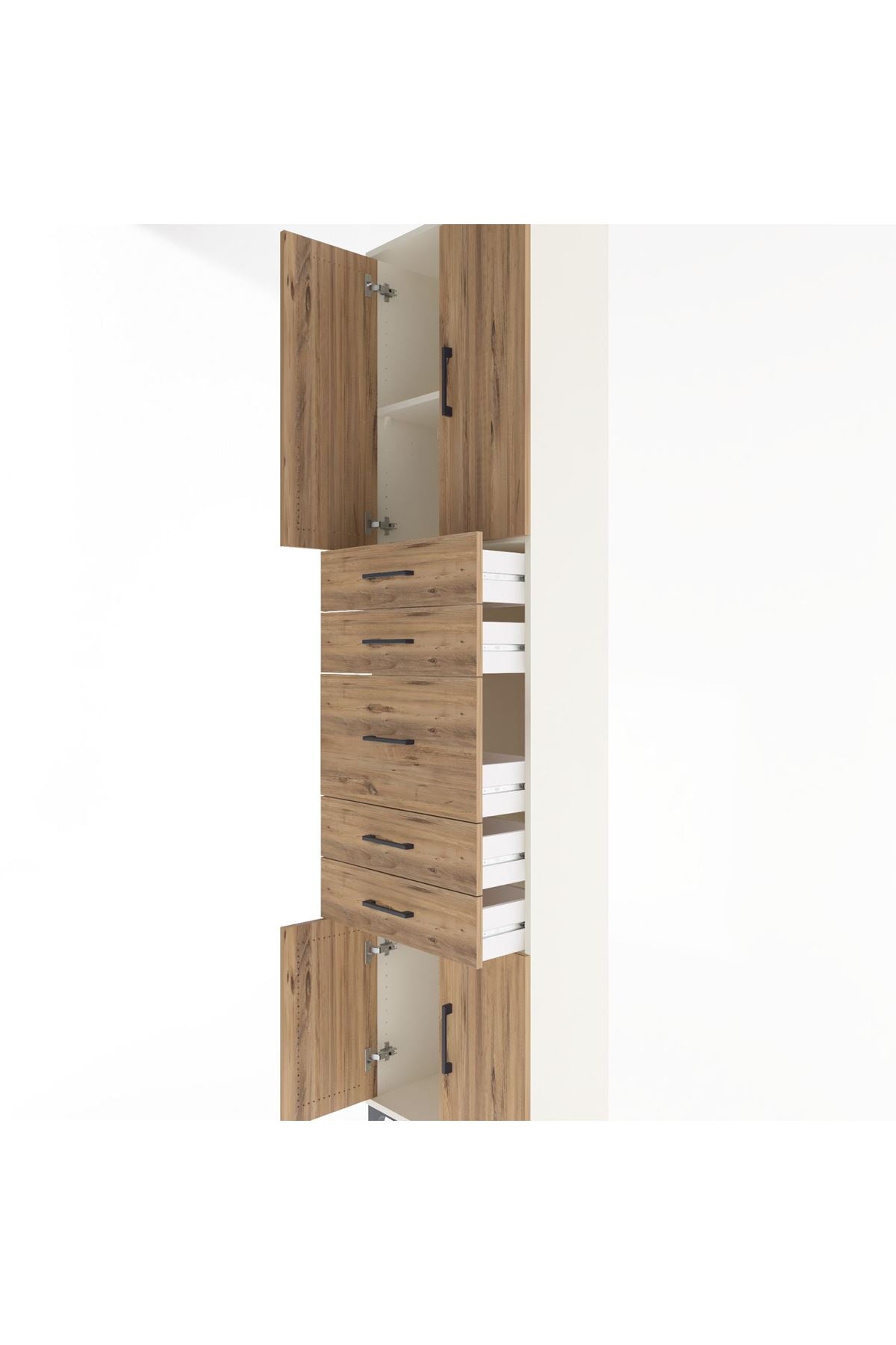 Arges Dolap 2 Raflı 5 Çekmeceli 4 Kapaklı 60x30x243 Aytaşı-Çam