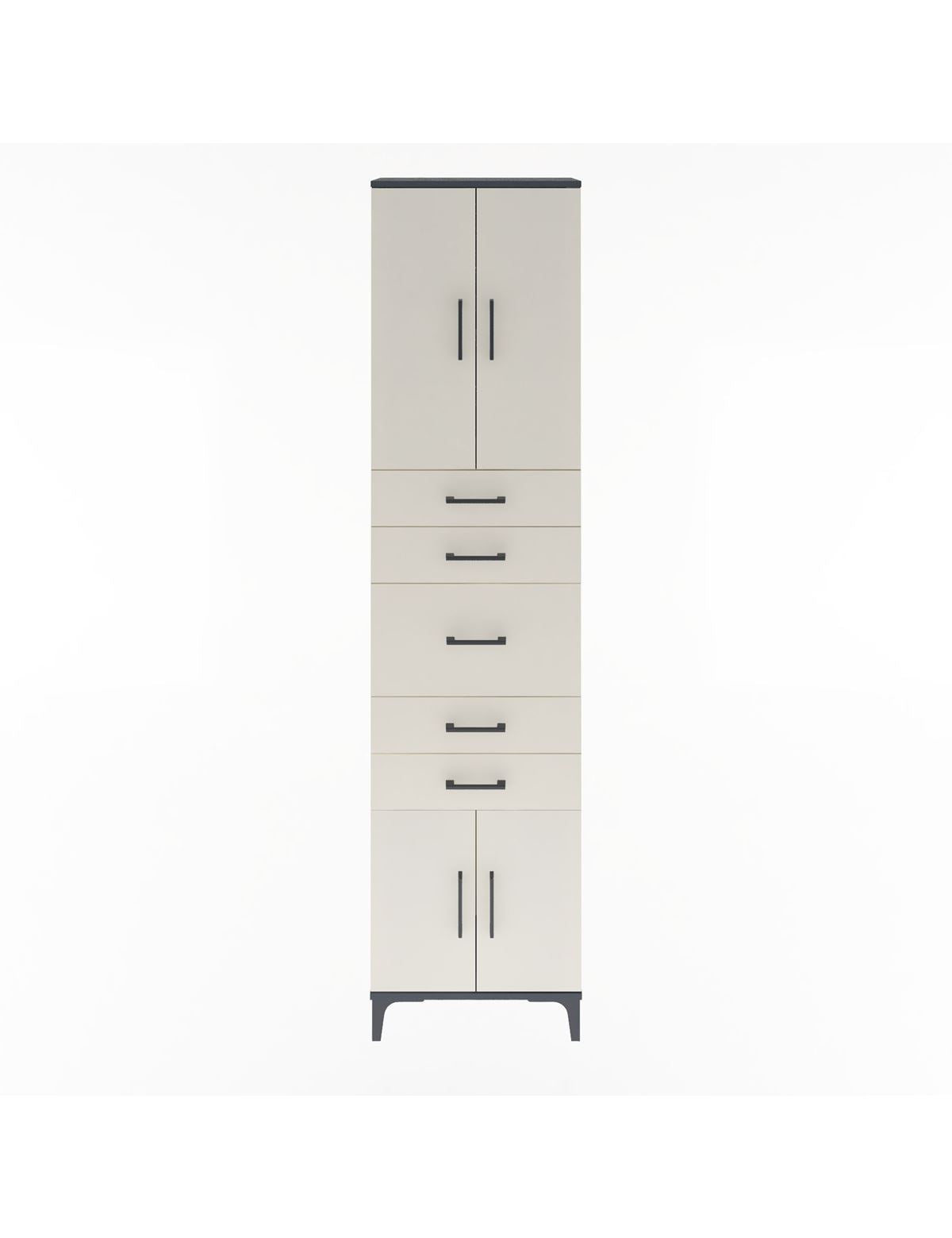 Arges Dolap 2 Raflı 5 Çekmeceli 4 Kapaklı 60x30x243 Antrasit-Aytaşı