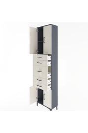 Arges Dolap 2 Raflı 5 Çekmeceli 4 Kapaklı 60x30x243 Antrasit-Aytaşı