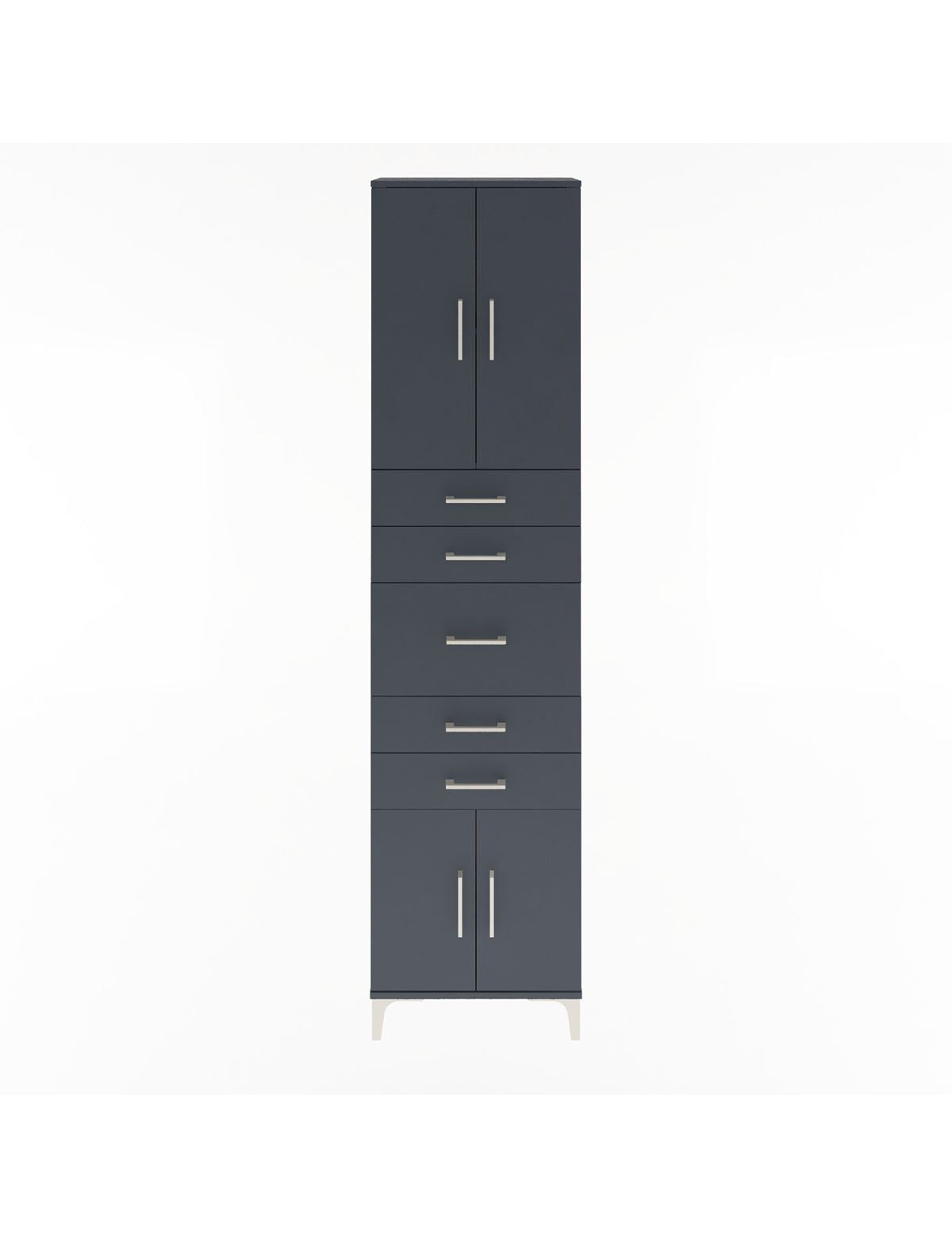 Arges Dolap 2 Raflı 5 Çekmeceli 4 Kapaklı 60x30x243 Antrasit-Antrasit