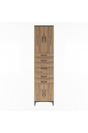 Arges Dolap 2 Raflı 5 Çekmeceli 4 Kapaklı 60x30x243 Antrasit-Çam