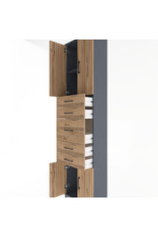 Arges Dolap 2 Raflı 5 Çekmeceli 4 Kapaklı 60x30x243 Antrasit-Çam