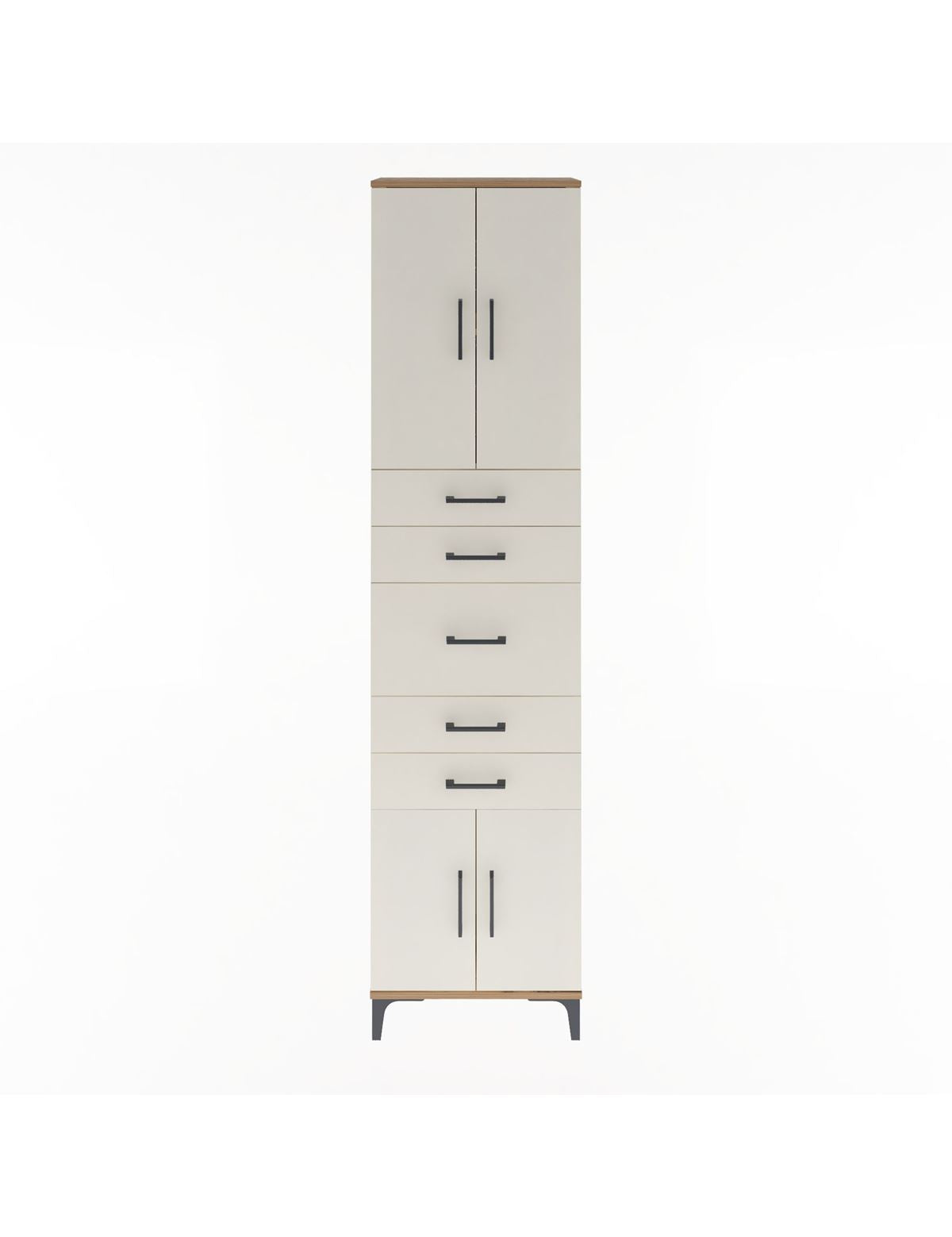 Arges Dolap 2 Raflı 5 Çekmeceli 4 Kapaklı 60x30x243 Çam-Aytaşı