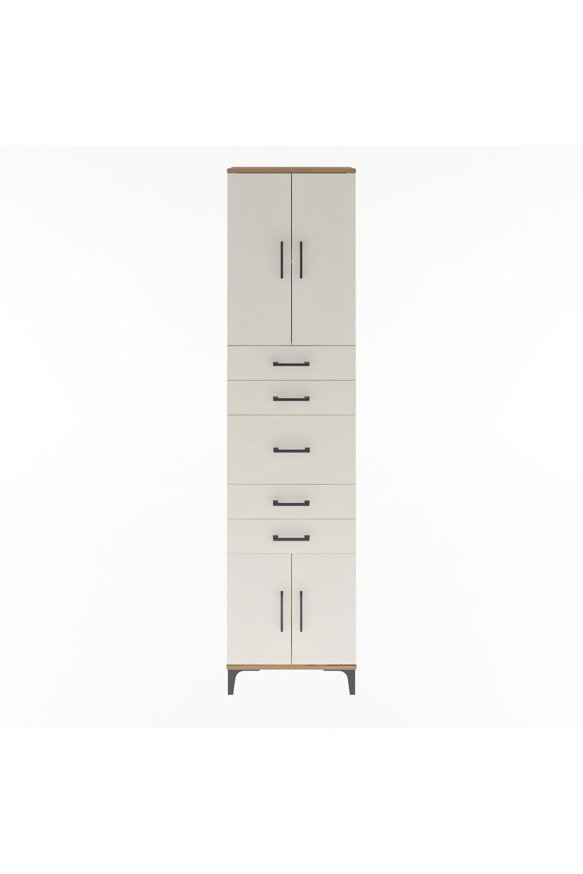 Arges Dolap 2 Raflı 5 Çekmeceli 4 Kapaklı 60x30x243 Çam-Aytaşı