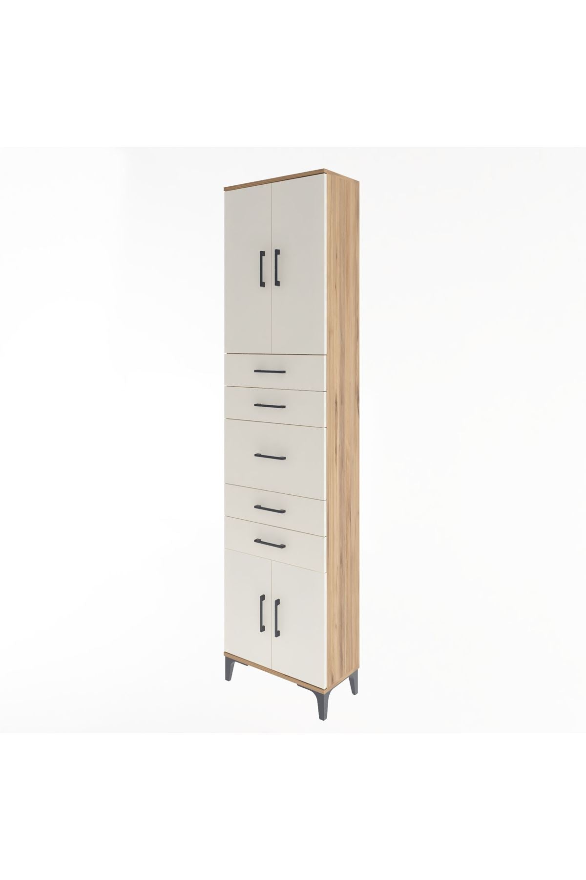 Arges Dolap 2 Raflı 5 Çekmeceli 4 Kapaklı 60x30x243 - S32M029V7A