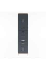 Arges Dolap 2 Raflı 5 Çekmeceli 4 Kapaklı 60x30x243 Çam-Antrasit