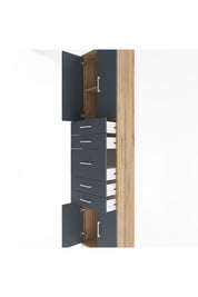 Arges Dolap 2 Raflı 5 Çekmeceli 4 Kapaklı 60x30x243 Çam-Antrasit