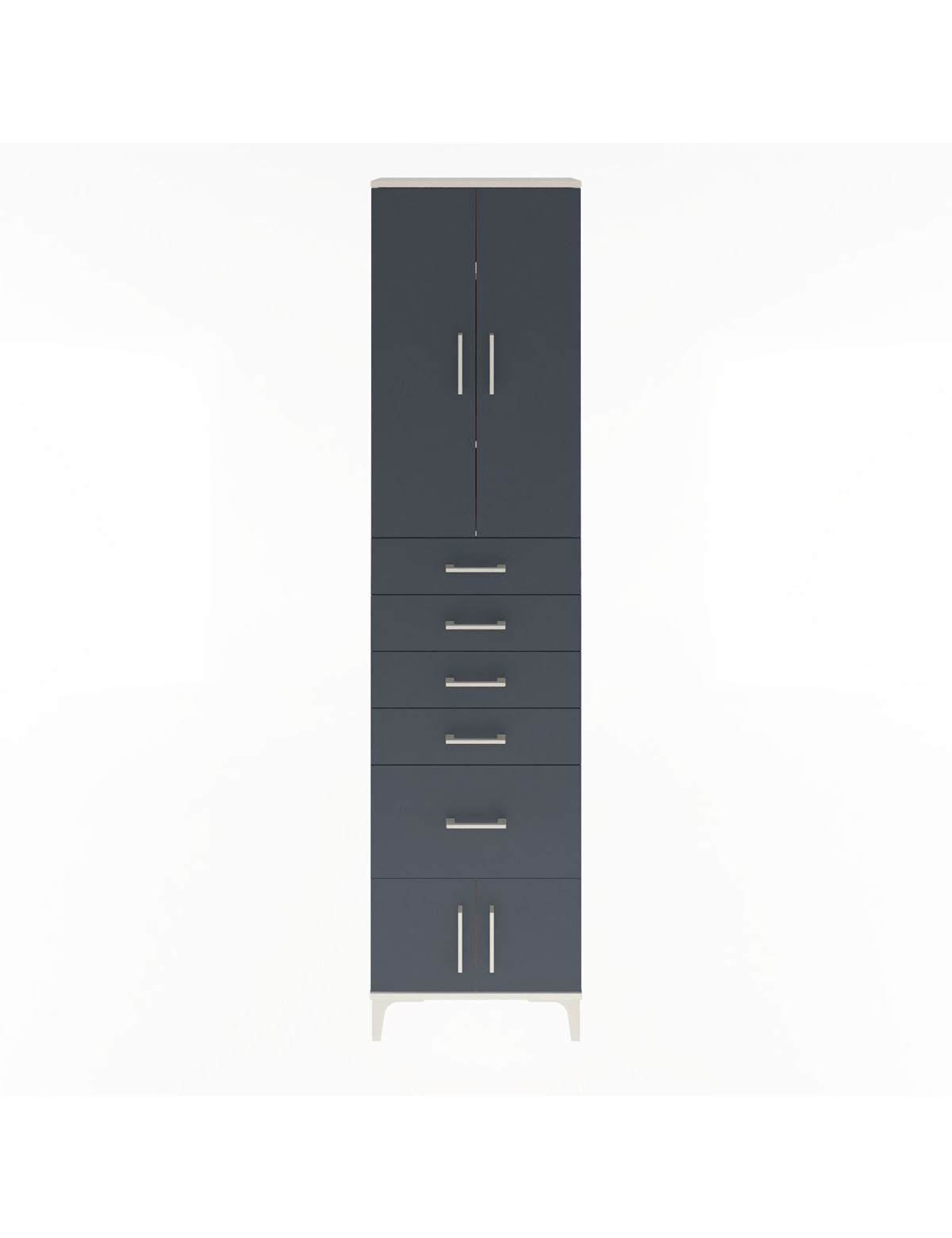 Arges Dolap 3 Raflı 5 Çekmeceli 4 Kapaklı 60x30x243 Aytaşı-Antrasit