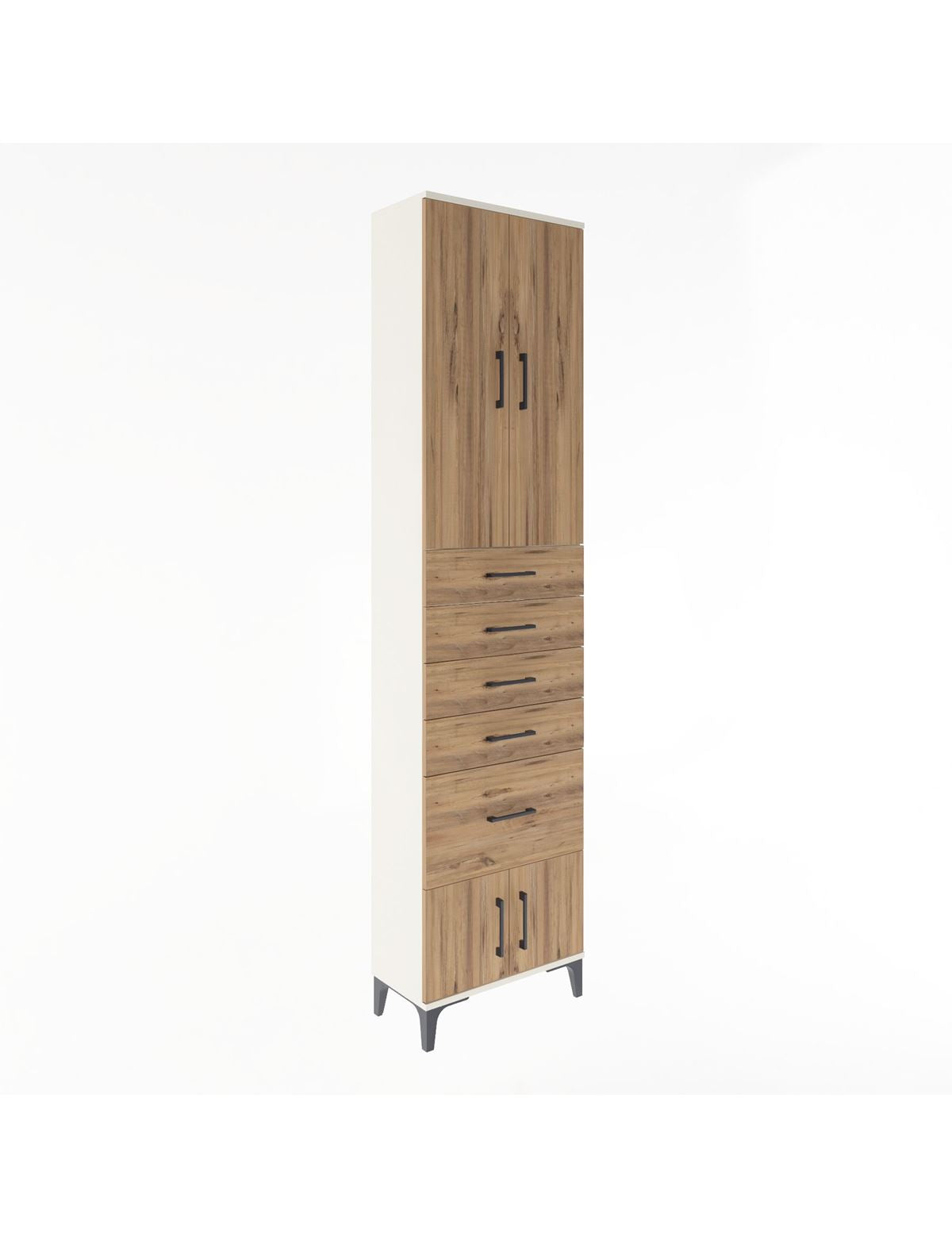 Arges Dolap 3 Raflı 5 Çekmeceli 4 Kapaklı 60x30x243 Aytaşı-Çam